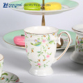 Набор из натурального цветка с цветочным рисунком Bone China Tea Set, Набор для чая и стульев